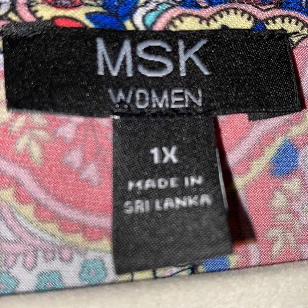 DRESS MSK WOMEN MULTI COLORED BOHO DRESS BELLE SLEEVES SIZE 1X - Picture 4 of 7